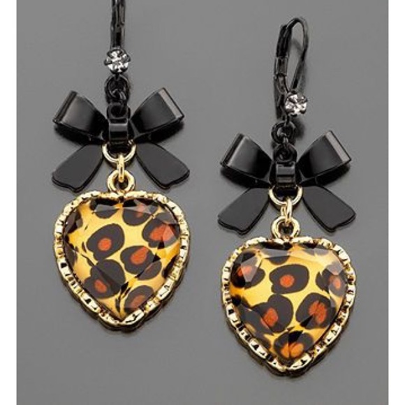 Betsey Johnson Jewelry - Betsey Johnson Leopard heart earrings